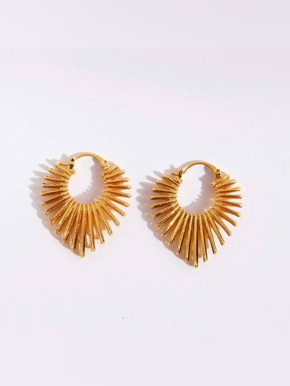 Gold Sunburst Huggie Hoop Earrings - Elegant Women's Jewelry